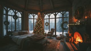 Harry Potter bedroom ambience with fireplace and winter snowfall and Lofi Music