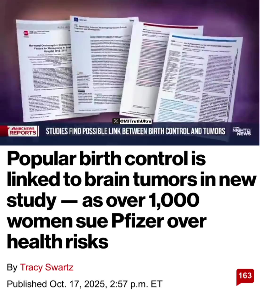 THOUSANDS of Women are Suing Pfizer over Birth Control Shot, linked to BRAIN TUMORS