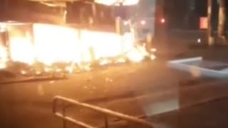 Falling Russian Air Defense Missile Sets Fire to Buildings in Occupied Tomok