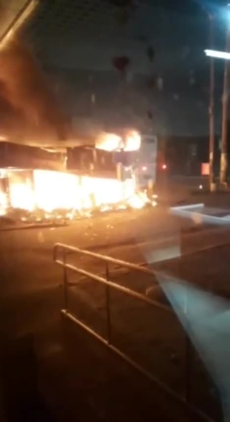 Falling Russian Air Defense Missile Sets Fire to Buildings in Occupied Tomok