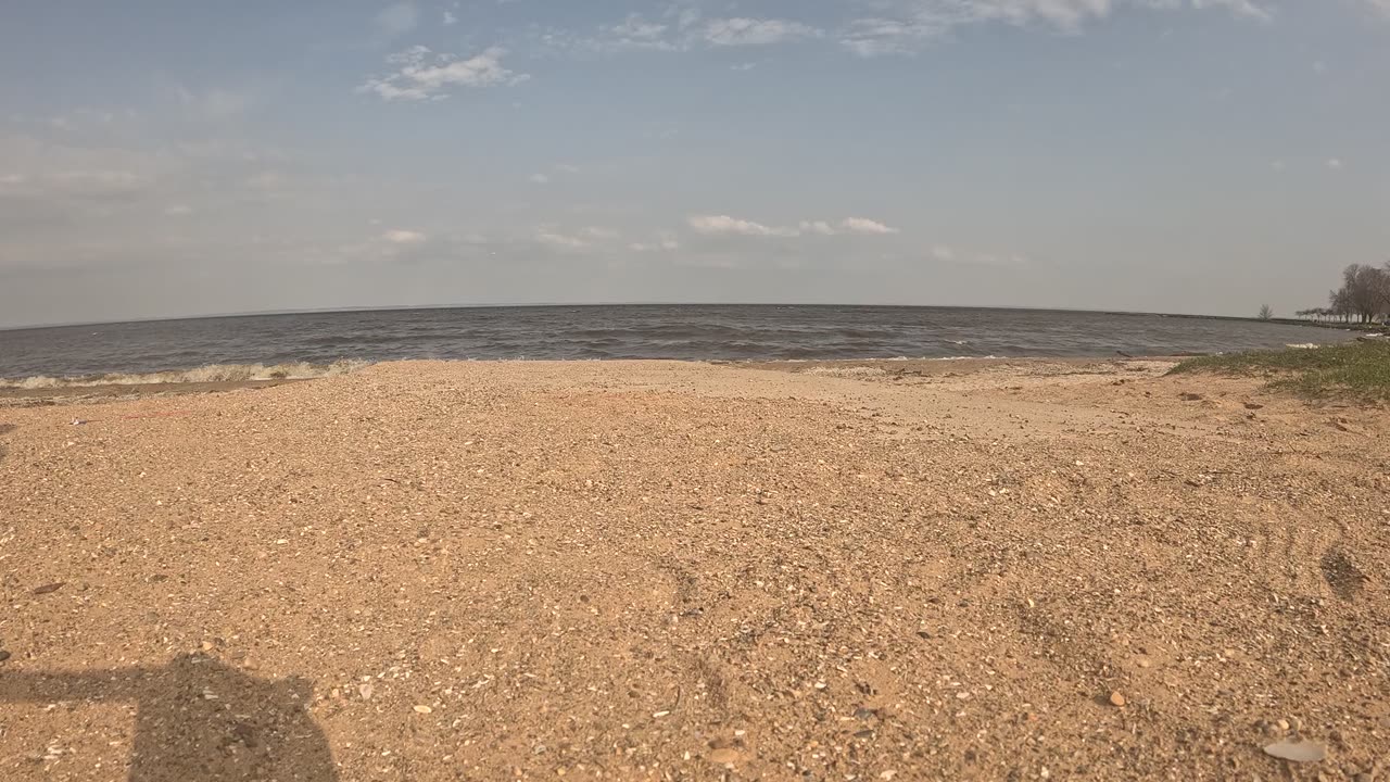 Walking to the wavy lake