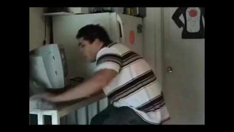 Angry dominican kid watches the scary rocking chair