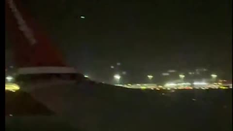 Footage shows drone flying very low over Copenhagen Airport in Denmark.