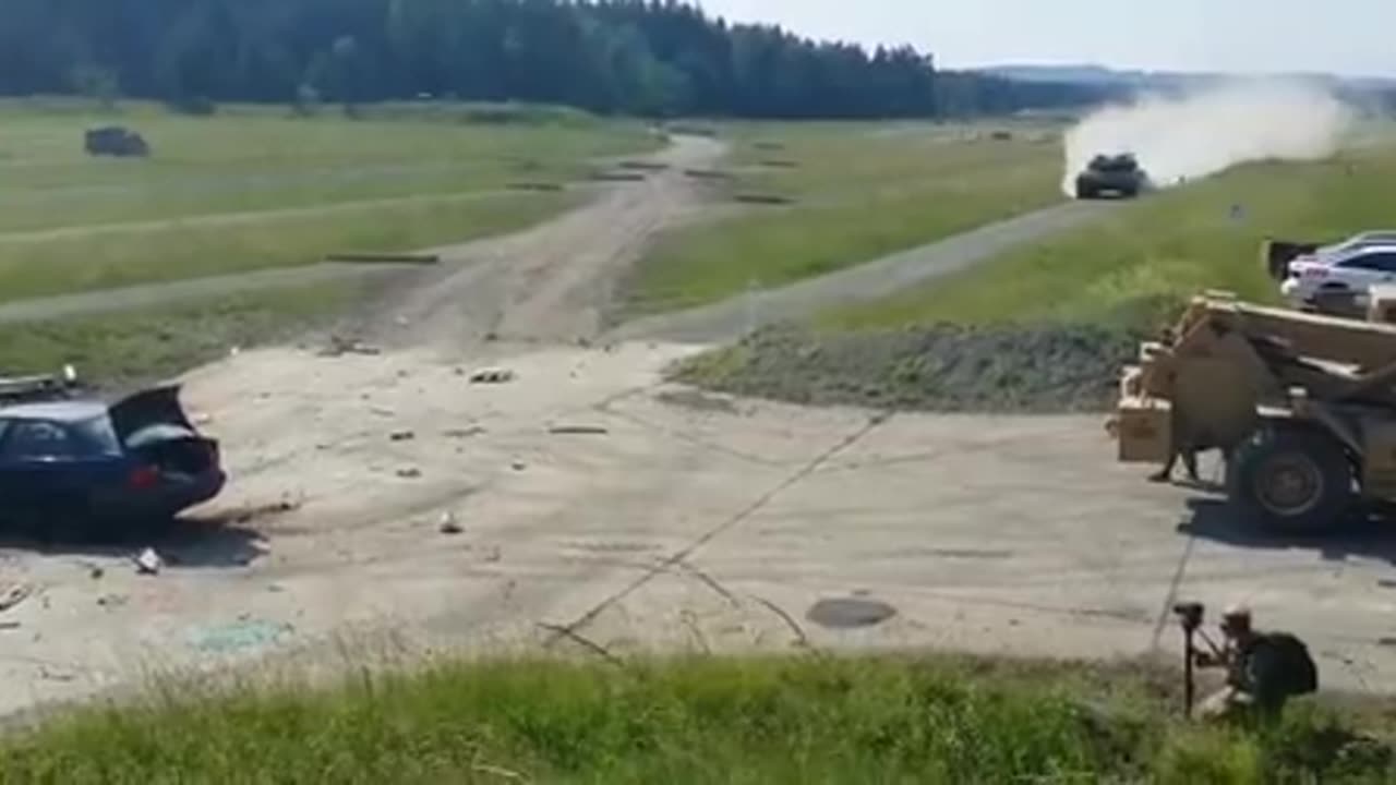Unstoppable Force: Army Tank Smashes Through Car 🚀