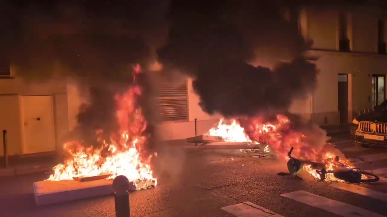 "French" PSG fans burn down Paris.