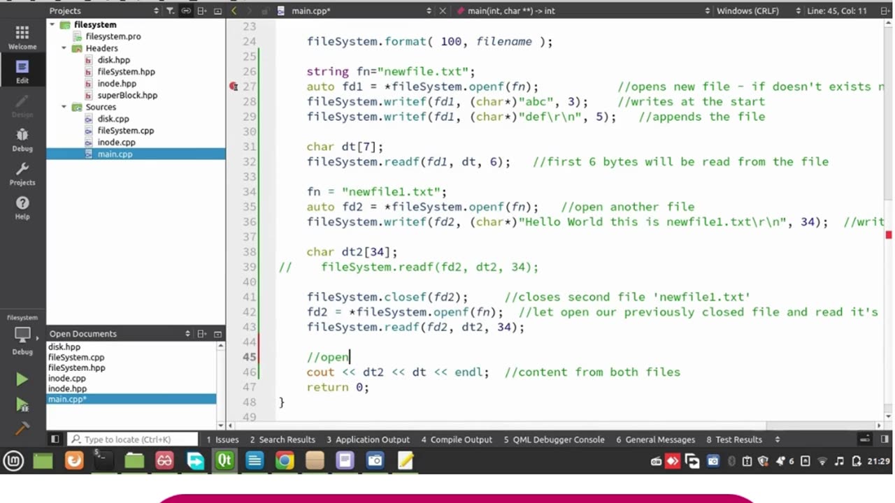 Student Work(Project)|COP4634 Project 4–File System with Free-Space Management Video|UWF