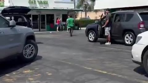 ICE agents conducted a raid in front of a Dollar Tree in Los Angeles.