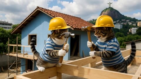 Funny Cats at Work 😂🐱 | This Went Totally Wrong!” “Cats Trying to Work on a Construction