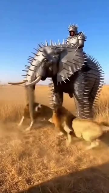 Armored Elephant Rider vs Four Alpha Lions: Extreme Anti-Predator Defense Test #wildlife #funny
