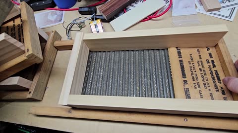 Building the frame for the washboard guitar.