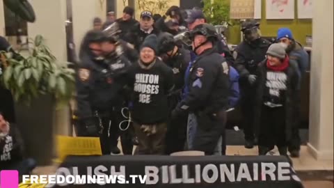 BREAKING 🚨 New York Police Department begun arresting Anti ICE Rioters at the Hilton Hotel 🔥