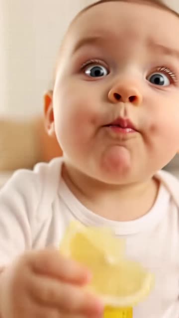 Baby trying Lemon for the first time