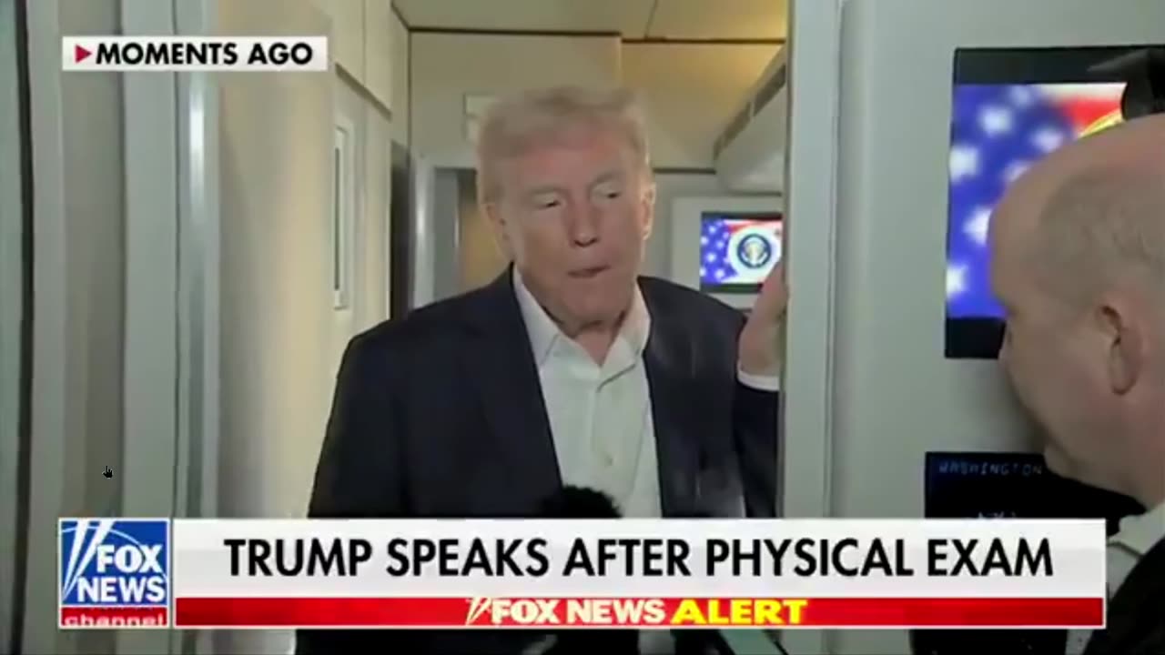 Trump's Physical... Trump on Air Force One answering reporter