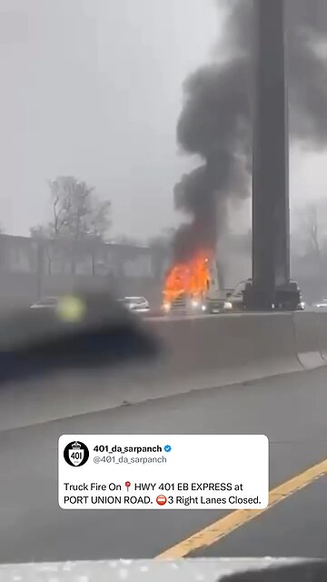 Truck Fire On Hwy 401