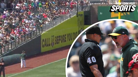 A's Manager Mark Kotsay has a long embarrassing walk back to clubhouse after ejection