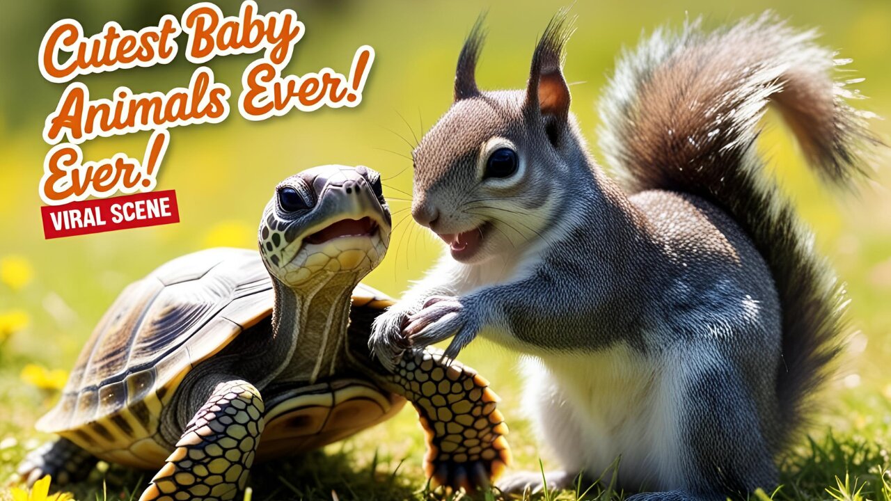 Baby Turtle & Squirrel Cuteness! 🐢🐿️ #ViralScene