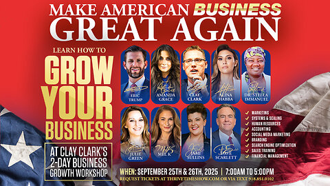Eric Trump | Join Eric Trump, Alina Habba, Dr. Stella Immanuel, Julie Green, Amanda Grace, Mel K, HIS Glory & Team America At Clay Clark's 2-Day Business Growth Conference In Tulsa, OK (Sept 25-26 2025)