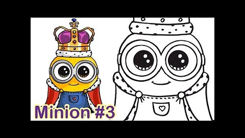 How to Draw Minion King Bob Cute Step by step