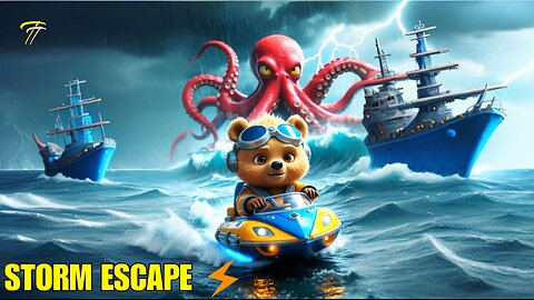 Baby Bear vs Giant Sea Monster 🐻🌊 | Epic Ocean Escape in Storm! #shorts
