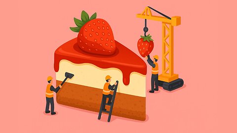 TINY CONSTRUCTION CREW: Building a GIANT STRAWBERRY CHEESECAKE from scratch!