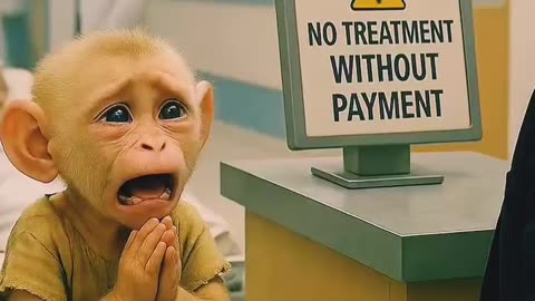 A baby monkey doing job responsibilities to pull out his life