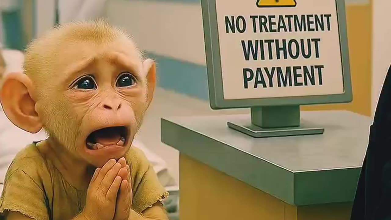 A baby monkey doing job responsibilities to pull out his life