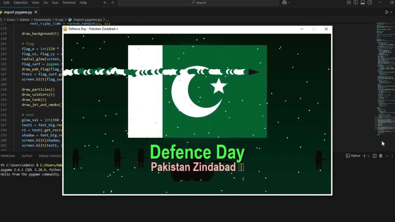 Pakistan Defence Day Special | PyGame Animation | Pakistan Zindabad