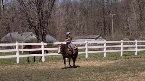 Outside practicing with a stubborn mare!