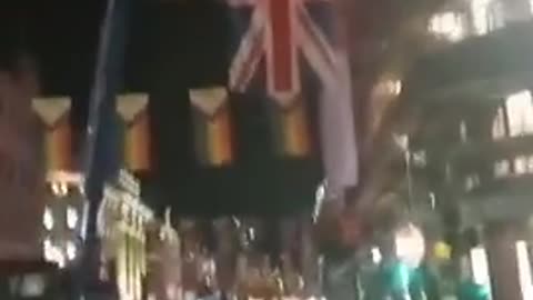Conquered British flags thrown on the ground replaced with sinful LGBTQIA2-S pride flags