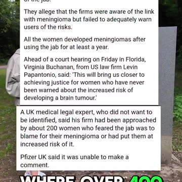 Pfizer’s contraceptive jab is 5.6x more likely to give you a brain tumor if used for just 1 year.