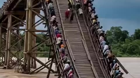 Viral: Moment the Bridge Almost Swept Away by Heavy Floods! #viral #shorts