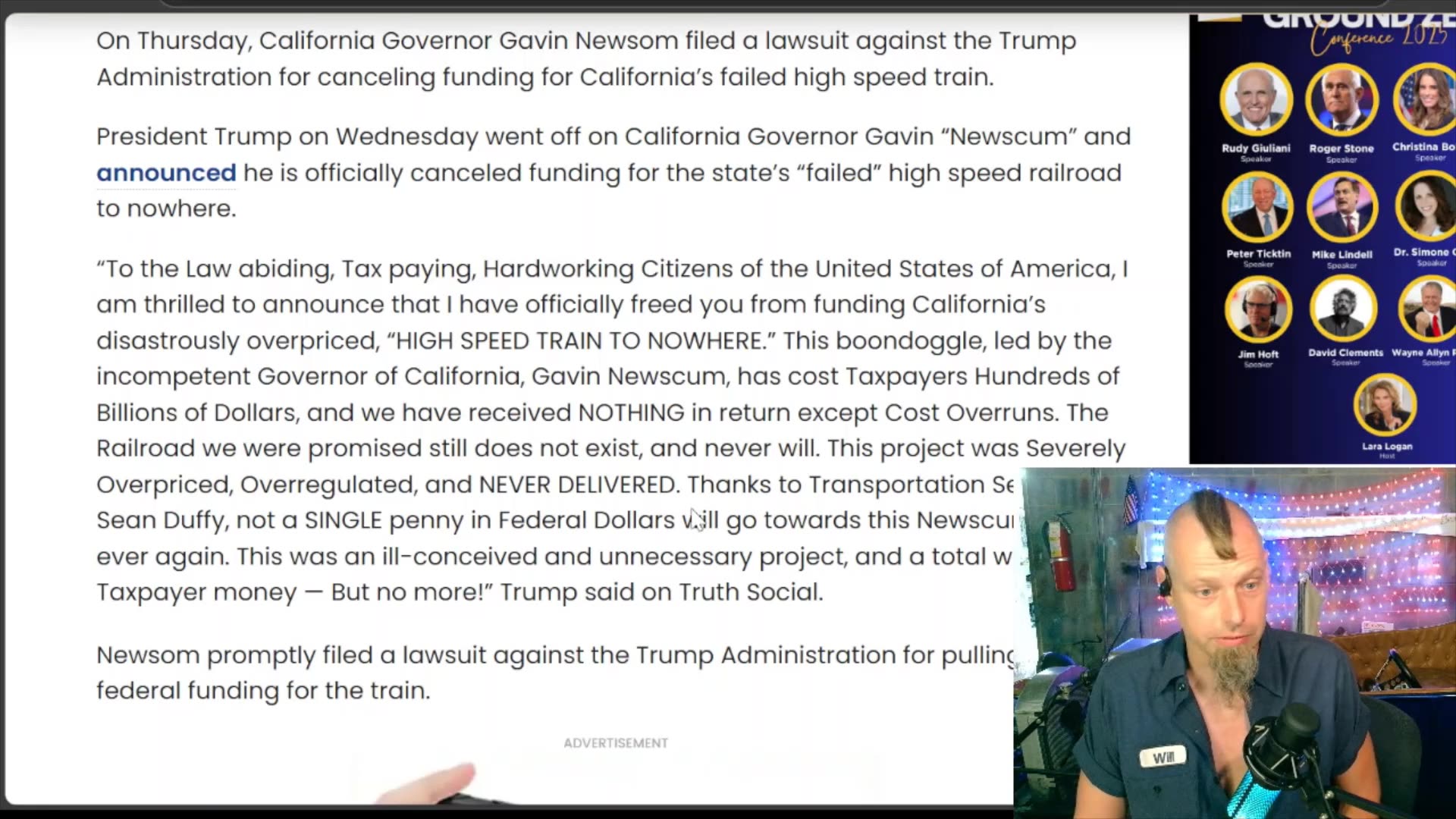 Newsom Sues Trump Admin For Canceling Funding For California’s Failed $130 Billion High Speed Train