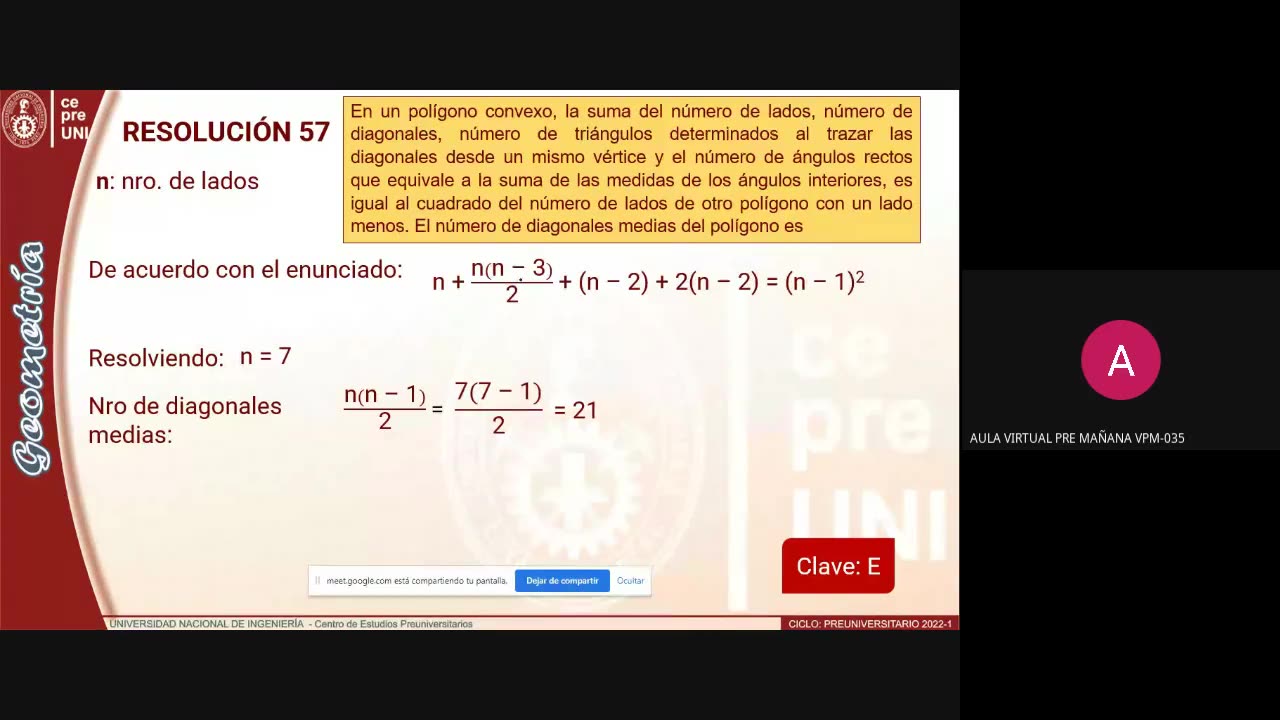 CEPRE UNI 2022 - 1 | Semana 04 | Geometría S1