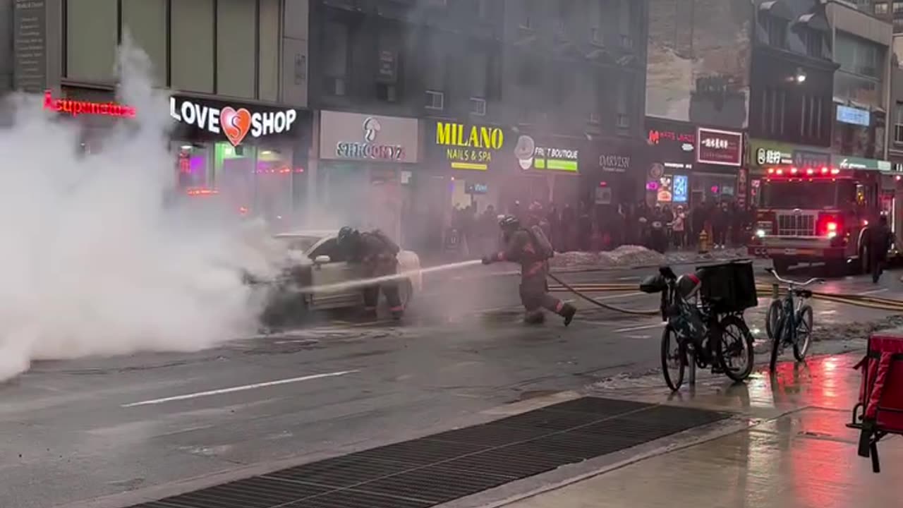 Was A Car Set On Fire Downtown Toronto, Ontario Canada???!!!!