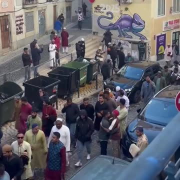 In historic center of Lisbon there are no Portuguese, women and c...