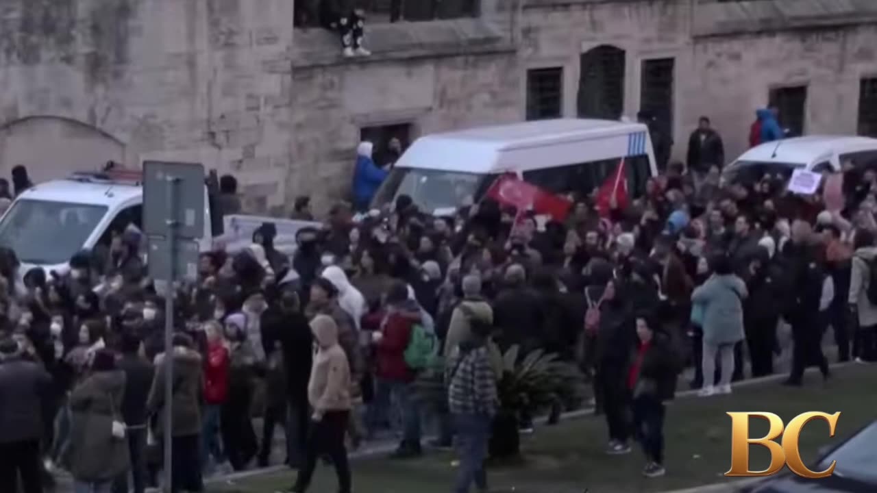 Thousands rally outside Istanbul city hall for 2nd night over mayor’s arrest