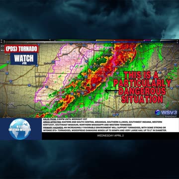 🌪️ PDS Tornado Watch #98: EF3+ Threat in AR, MO, TN! 4/2/25 #shorts #stormupdate
