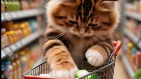 Cat Goes Grocery Shopping Like a Pro 😹🛒 | You Won’t Believe This! #CatGroceryShopping