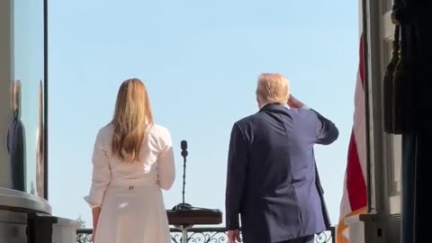 President Trump and First Lady watch B2 bombers, F35s, and F22s fly over the White House