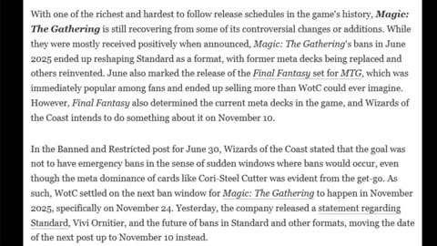 New ban for mtg happening sooner then scheduled