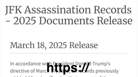 JFK Files Released | 03/18/25 