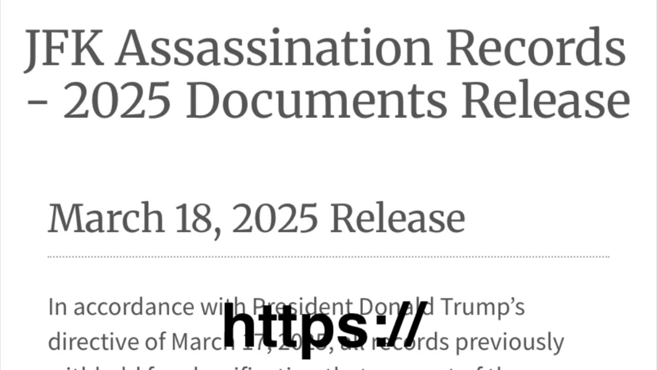 JFK Files Released | 03/18/25