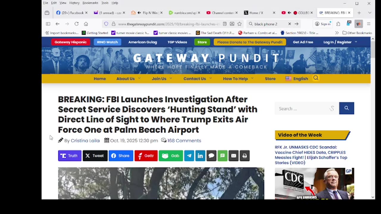 Hunting Stand’ with Direct Line of Sight to Where Trump Exits Air Force One at Palm Beach Airport