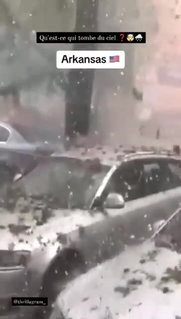 Massive mud hail size of an apple hammering down in Arkansas