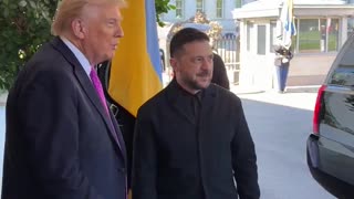 Ukrainian President Zelensky arrives at the White House for talks with Trump in a Suit