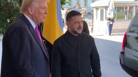 Ukrainian President Zelensky arrives at the White House for talks with Trump in a Suit