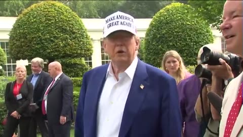 President Trump speaks during flag pole raising at White House