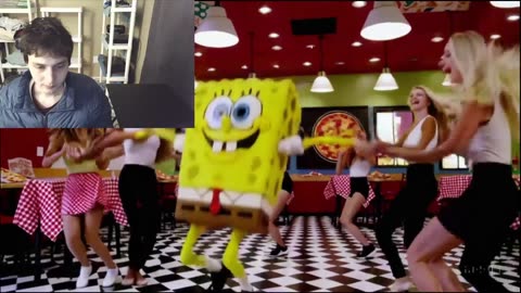 SpongeBob SquarePants Dancing With Women At A Domino's Pizza Restaurant Fake Funny Parody Video