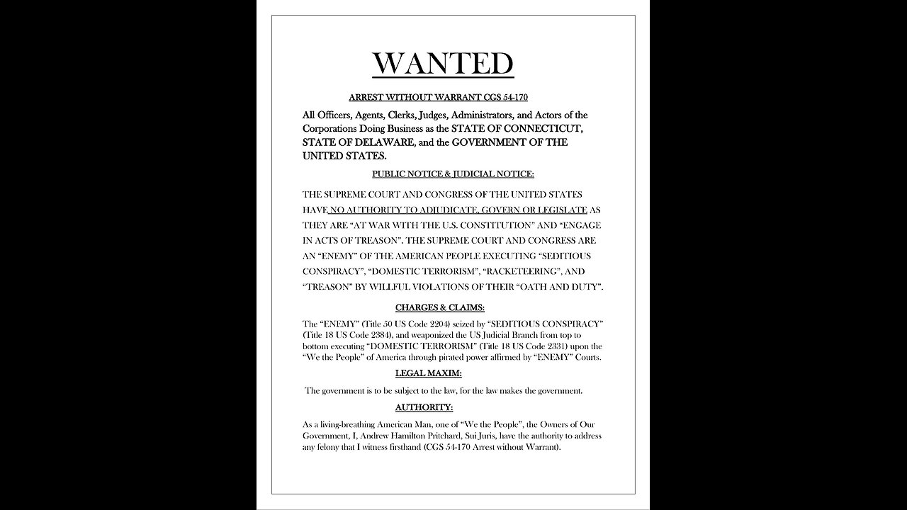 WANTED - ARREST WITHOUT WARRANT CGS 54-170