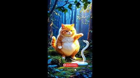 AI Cat VS AI snakes fighting moment!!! 😳